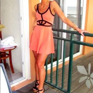 Material girl cut out peach dress